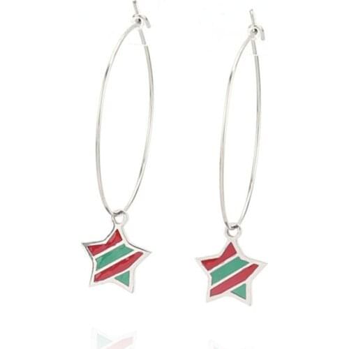 Personality Super Big Circles Hoop Earrings For Women Fashion steel Color Jewelry Trendy Retro Big Round Circle Star Earrings