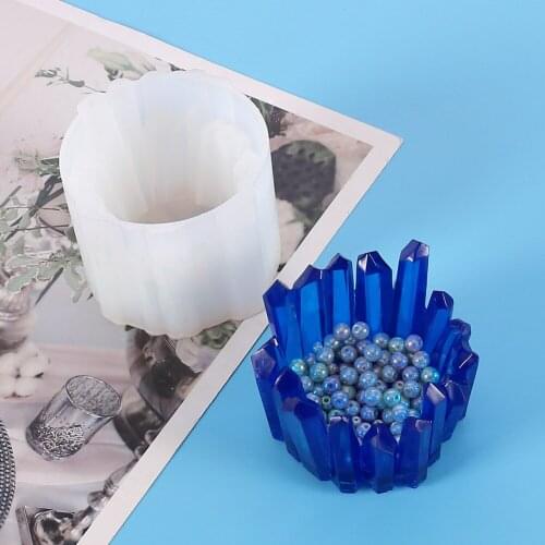 DIY Candle Mirror Table Silicone Mold Resin Storage Box Ashtray Crystal Drop Mold Stone Candlestick Accessories Wholesale