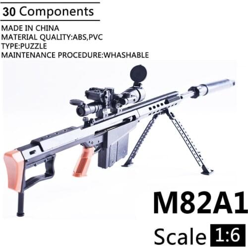 1:6 M82A1 Barrett Sniper Rifle Assembling Gun Model Assembly Plastic Weapon For 1/6 Soldier Military Building Blocks Toy