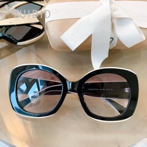 Classic Design Letter Printing Edging Retro-Shaped Cat Eye Large Frame Sunglasses Women 2021 Summer Luxury with Original Box