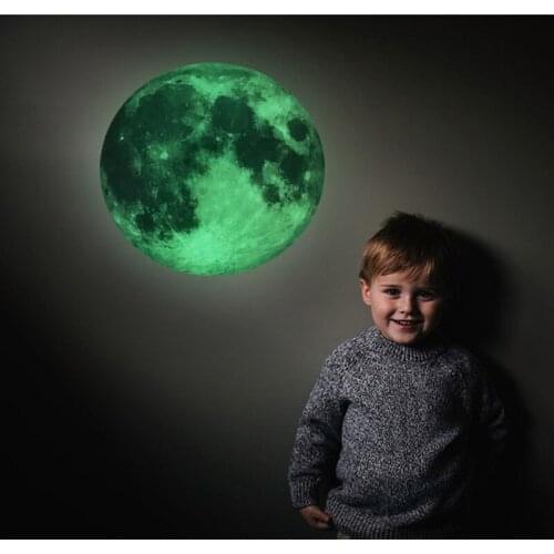 30CM Luminous Moon Earth DIY 3D Wall Stickers for Kids Room Bedroom Glow In The Dark Wall Sticker Home Decor Living Room Decals