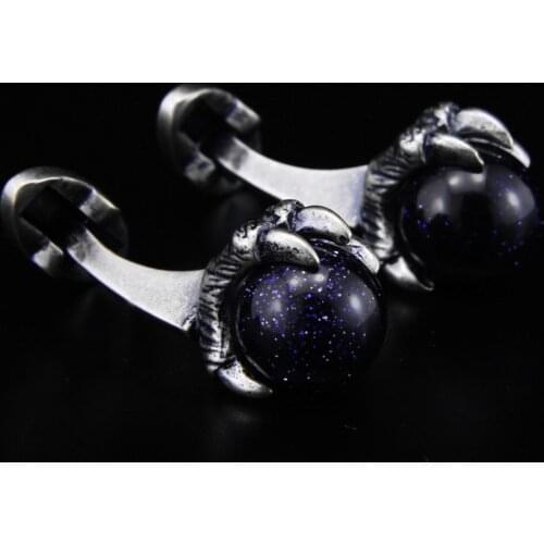 SPARTA Blue sand stone Antic Silver Plated Blue Dragonball Shirt cufflinks mens Cuff Links + Free Shipping !!! metal buttons