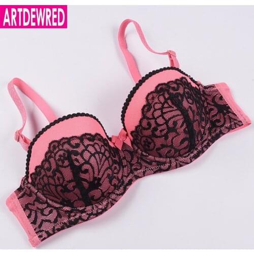 ARTDEWRED Floral Lace Bras For Women Pink Bow Brassiere Plus Size Bralette 30 32 34 36 38 40 B C Cup Sexy Lingerie