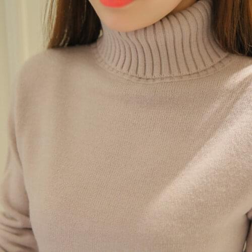 New Thick Turtleneck Warm Women Sweater Pullovers Autumn Winter Knitted Femme Soft Jumper Female Bottoming Sweater Solid Tops 83