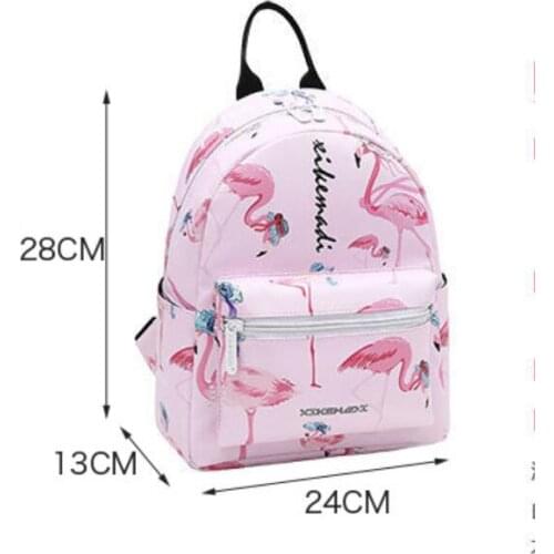 1 piece PU leather Cute Flamingo orange fruits Printing Backpack For Teenage Girls Laptop School Bag Mochila