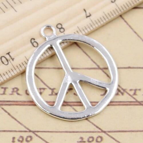 10pcs Charms Peace Symbol 34x30mm Tibetan Bronze Silver Color Pendants Antique Jewelry Making DIY Handmade Craft