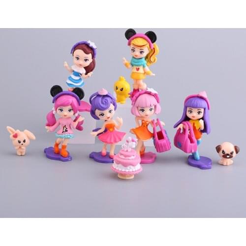 12pcs Surprise Gashapon Toy Princess Baby Dolls Capsule Princess pets Action Figure PVC Cake Decoration Girls Gifts Toys