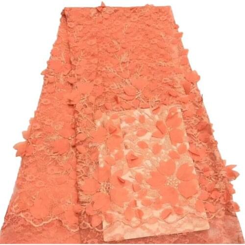 3D french Lace beaded diamond leaf African lace wedding dress fabric