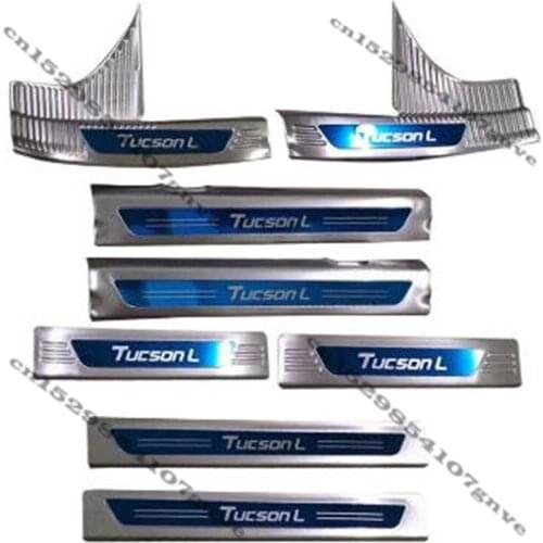 8pcs High quality stainless steel inside external Scuff Plate/Door Sill Protector Sticker For 2021 Hyundai Tucson L