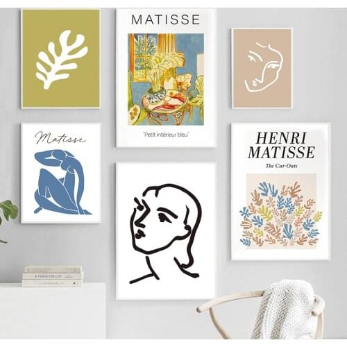 Matisse Woman Line Leaf Coral Abstract Wall Art Canvas Painting Nordic Posters And Prints Wall Pictures For Living Room Decor