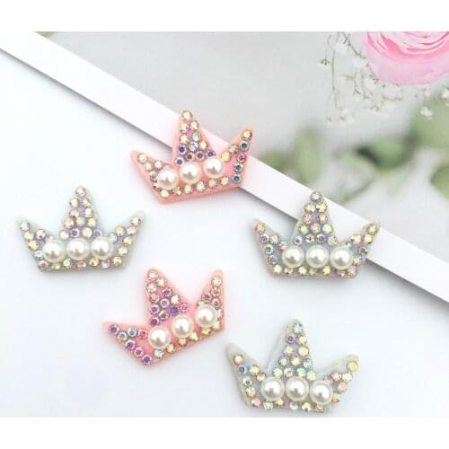 20Pcs Padded Rhinestone Crown Applique for DIY Clothes Hat Shoes Sewing Patches Headwear Hair Clips Bow Decor Accessories