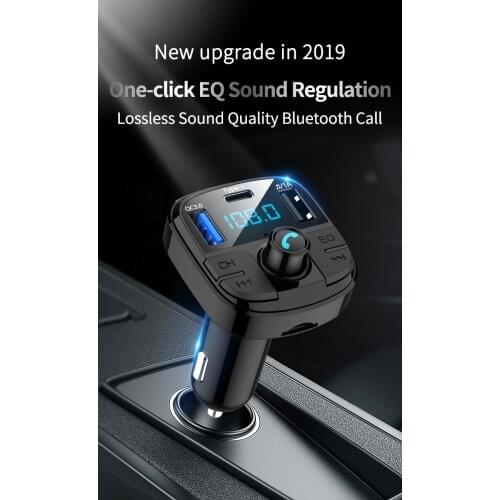 Quick charge 3.0 FM Transmitter Car Bluetooth 5.0 FM Radio Modulator Car Kit TYPE-C Dual USB Car Charger Handsfree MP3 Player