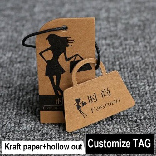 Free shipping 500pcs/lot customized Kraft paper hang tag Trademark manufacture/Labels for clothes personized logo Custom Print