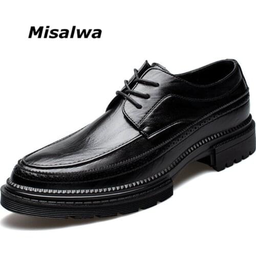 Misalwa Brogue Casual Dress Mens Shoes Platform Oxford Men Formal Wedding Shoes Trend Young Men Simple Suit Footwear