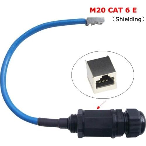 CAT6 CAT 6E Waterproof RJ45 connector Ethernet LAN RJ 45 AP outdoor network bridge M20 shielded IP68 Water proof Plug cable 25cm