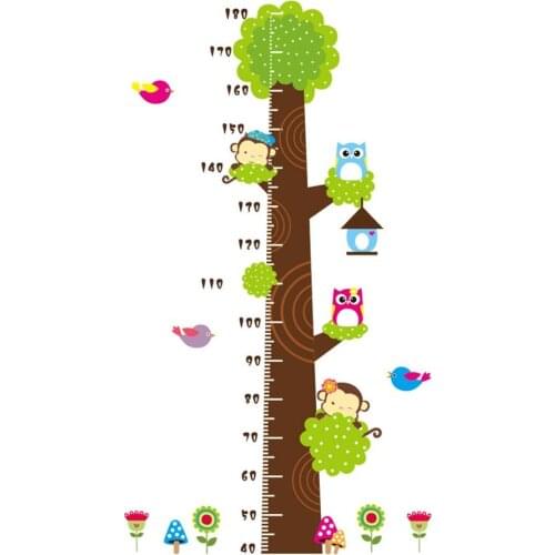 Baby Cartoon Owl Monkey Height Measure Stickers In Wall For Kids Toys Rooms Height Chart Ruler Nursery Decor Room Classic Toys