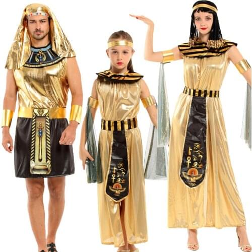 Halloween Egyptian Cleopatra Children Clothes Costumes Fancy Dress Adult Purim Carnival Party Ladys Egypt Dress Cosplay Dress
