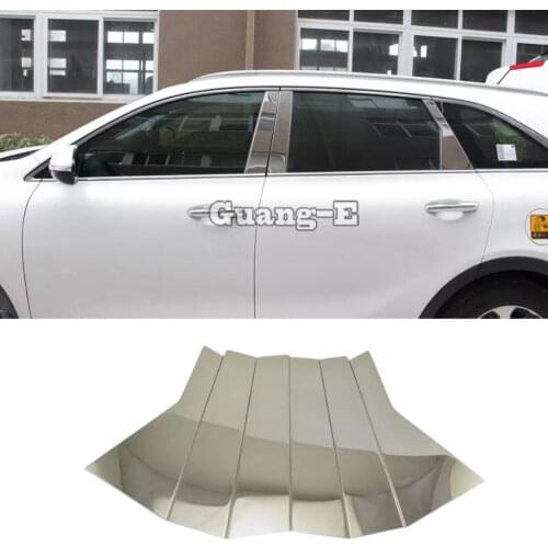 For Kia Sorento L 2015 2016 2017 2018 Styling stick stainless steel Car garnish pillar window middle strip trim frame lamp 6pcs