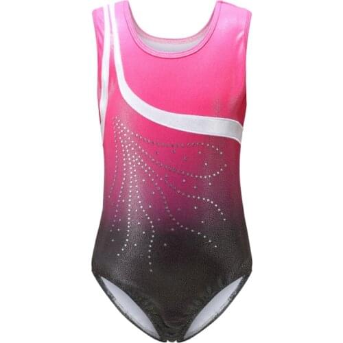 Girls Children Kids Gymnastics Suit Breathable Soft Fashion Sequins Color Sleeveless Matching Gymnastics Suit Dance clothes c
