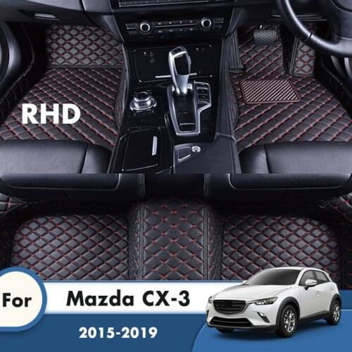 RHD Carpets For Mazda CX-3 2019 2018 2017 2016 2015 Artificial Leather Car Floor Mats Foot Pads Custom Car Accessories Interior