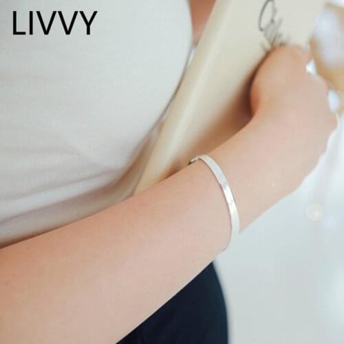 LIVVY New Arrival Silver Color Hot Sale Flat Snake Blade Bracelet For Woman Handmade Trendy Party Jewelry Gift Adjustable