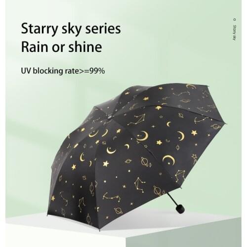 Fashion sky with star Automatic Umbrellas INS Reverse Umbrella Parasol Folding Rainy Female Parasol Sunshade Women Umbrellas