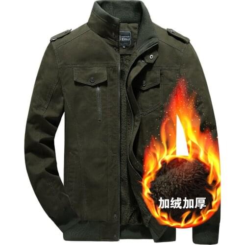 2018 Free shipping Fashion Men Winter fleece jacket coat stand collar multi pockets zipper outwear warm thick casual outfit 5XL