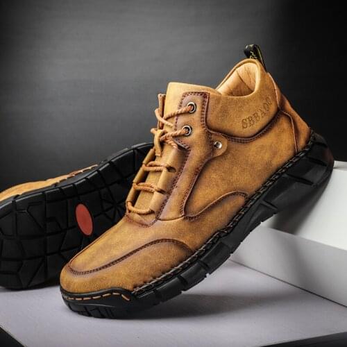 New Microfiber Mens Martin Boots Man Walking Shoes Outdoor Sport Sneakers Male Footwear Ankle Boot Zapatillas Hombre Size 39-48