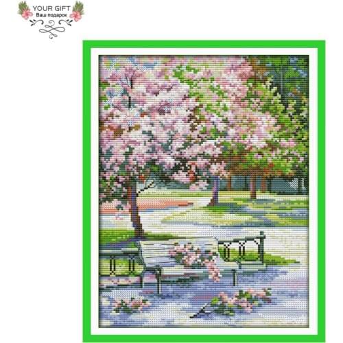Joy Sunday Garden Home Decor F713 14CT 11CT Counted Stamped Spring In The Park Needlepoints Embroidery Cross Stitch Kit