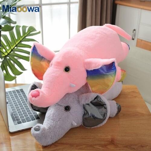 1pc 60cm Lying Rainbow Plush Elephant Doll Toy Kids Sleeping Back Cushion Cute Stuffed Elephant Baby Accompany Doll Xmas Gift
