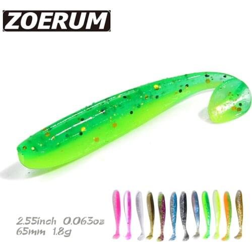 10pcs/lot 1.8g 6.5cm Easy Shiner Fishing Lure T Tail Bait Rubber Bass Soft Lures For Fishing Jig Swimbait Shad Silicone Bait