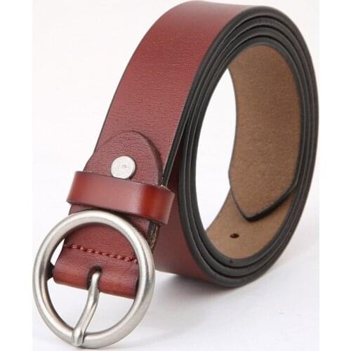 New Luxury Round Buckle Belts Retro Cowide Belt Female Genuine Leather Belts For Women Jeans Dress Belt Designer Ladies Belts