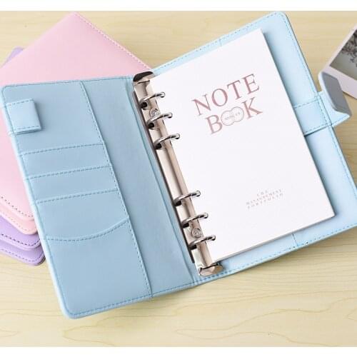 RuiZe cute notebook A5 spiral planner A6 pu leather note book cover diary agenda kawaii 6 ring binder refill loose leaf notebook