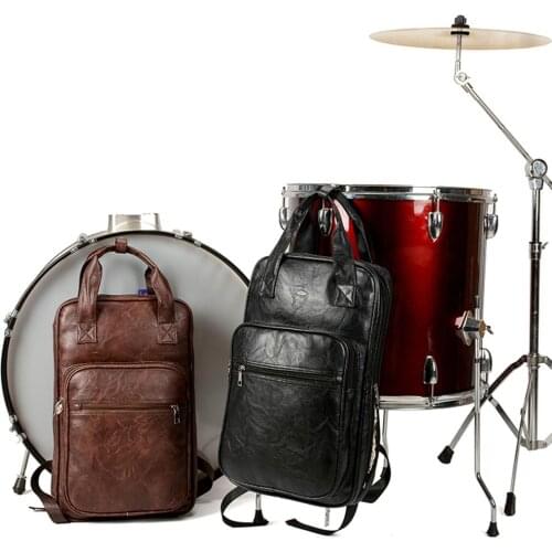 PU Leather Backpack Drum Stick Mallet Bag Drumsticks Bag Carrying Case Gig Bag Handbag Drum Musical Instrument Accessories
