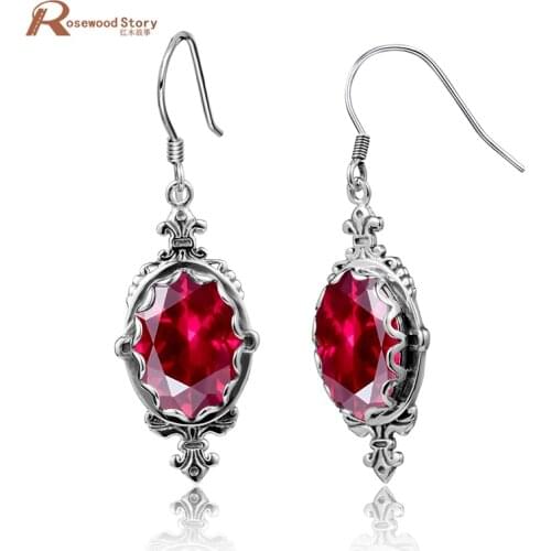 Bridal Brinco Jewelry Austrian Crystal Red CZ Stone Wedding Drop Earring Long Earrings For Women 925 Silver Wedding Accessories