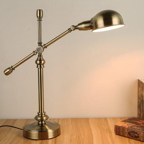 School Retro decorative table lamps Primitive desk reading lamp library study room desk light iron work office light Escritorio