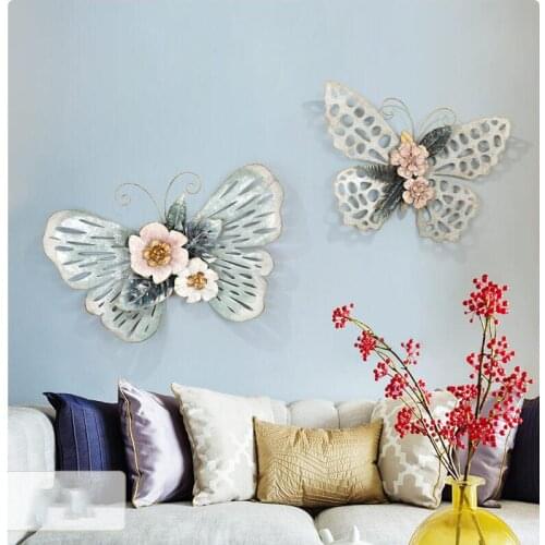 Modern Wrought Iron Butterfly Decoration Wall Hanging Crafts Home Livingroom Sofa Background Wall Sticker Mural Ornaments Decor