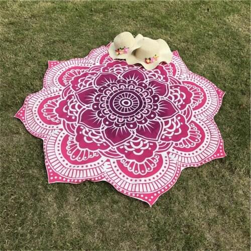 Glorious Lotus Flower Shape Indian Mandala Tapestry Wall Hanging Beach Throw Mat Hippie Bedspread Gypsy Yoga Mat Blanket 150 cm