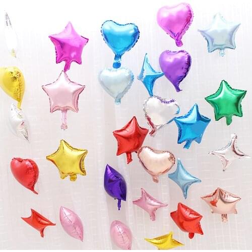 10/20pcs 5/10inch Star Heart Foil Balloons Wedding Birthday Party Backdrop Decor Air Inflatable Globos Child Gift Toy Balloons