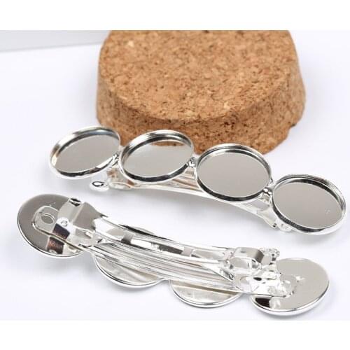 Reidgaller 10pcs fit 16mm cabochon hair clip base setting silver plated hairclip bezel blanks diy hair pin accessories