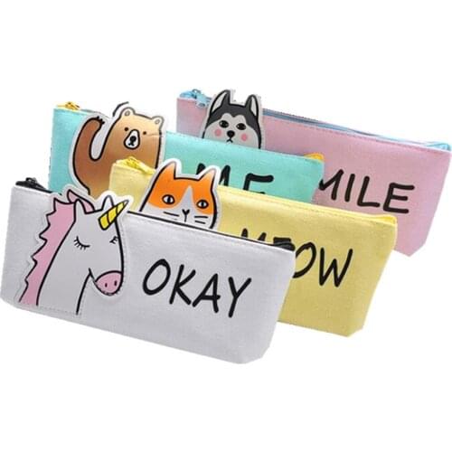 M332 Women Coin Purses Leisure Half Animal Pen Triangular Canvas Bag Zero Pocket Women Girl Student Gift Wholesale