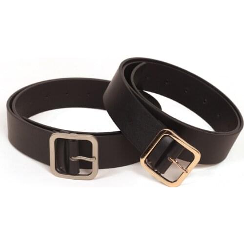 2021 Cowhide Leather Belt For Women Square Buckle Pin Buckle Jeans Black Belt Luxury Brand Ladies Vintage Strap Female Waistband