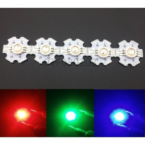 10pcs 3W RGB Color High Power 6pin LED Chip Light with 20MM star base/No pcb for RGB LED Lamp