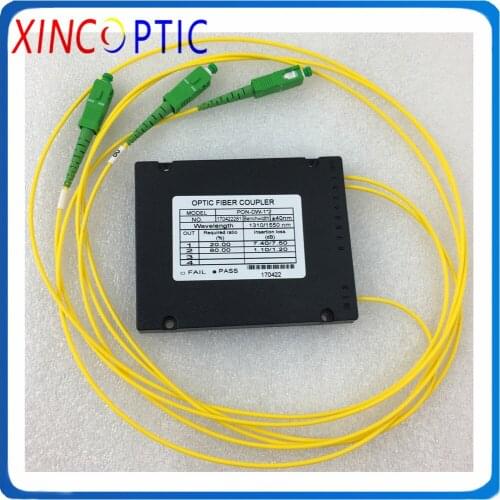 1310/1550nm Dual Window 30/70 20/80 10/90 40/60 50/50 35/65 45/55 SC/APC 1*2 FBT Fiber Optic Coupler,ABS Box,100*80*10,2.0mm,1M