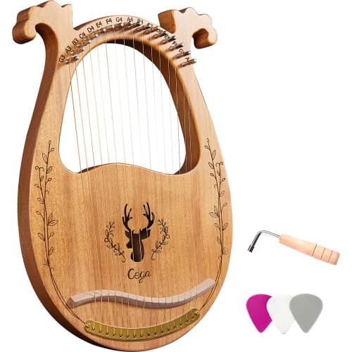 16-String Wooden Lyre Harp Resonance Box String Instrument with Tuning Wrench 3pcs Picks Stringed instruments