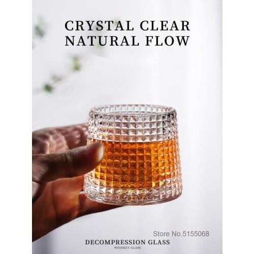 2 Pieces Lot French Style Release Stress Whiskey Glass For Bar Funny Spinning Top Whisky Rock Wine Tumbler Liquor Chivas XO Cup