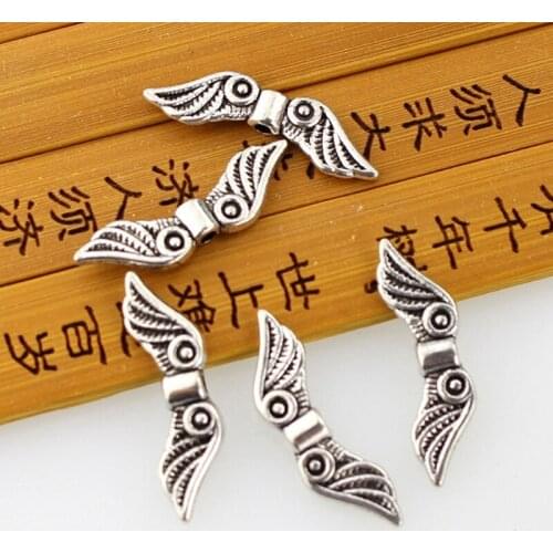 50 Pcs Angel Wing Spacer Metal Charm Beads for Bracelets Necklace Jewellery Making DIY Crafts