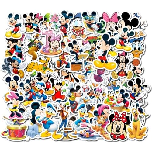 50pcs Disney Mickey Mouse Image Sticker Desk notebook computer pencil case refrigerator TV sticker Furniture decoration stickers