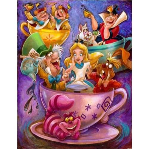 5D DIY Diamond Painting Alice in Wonderland Diamond Embroidery Cross Stitch Square Drill Needlework Mosaic Decor Paintings FG773