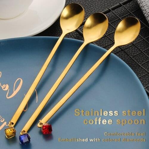 6pcs Golden Diamond Creative Stainless Steel Coffee Spoon Christmas Ornaments Home Dining Table Tea Set Accessories 2021 Navidad